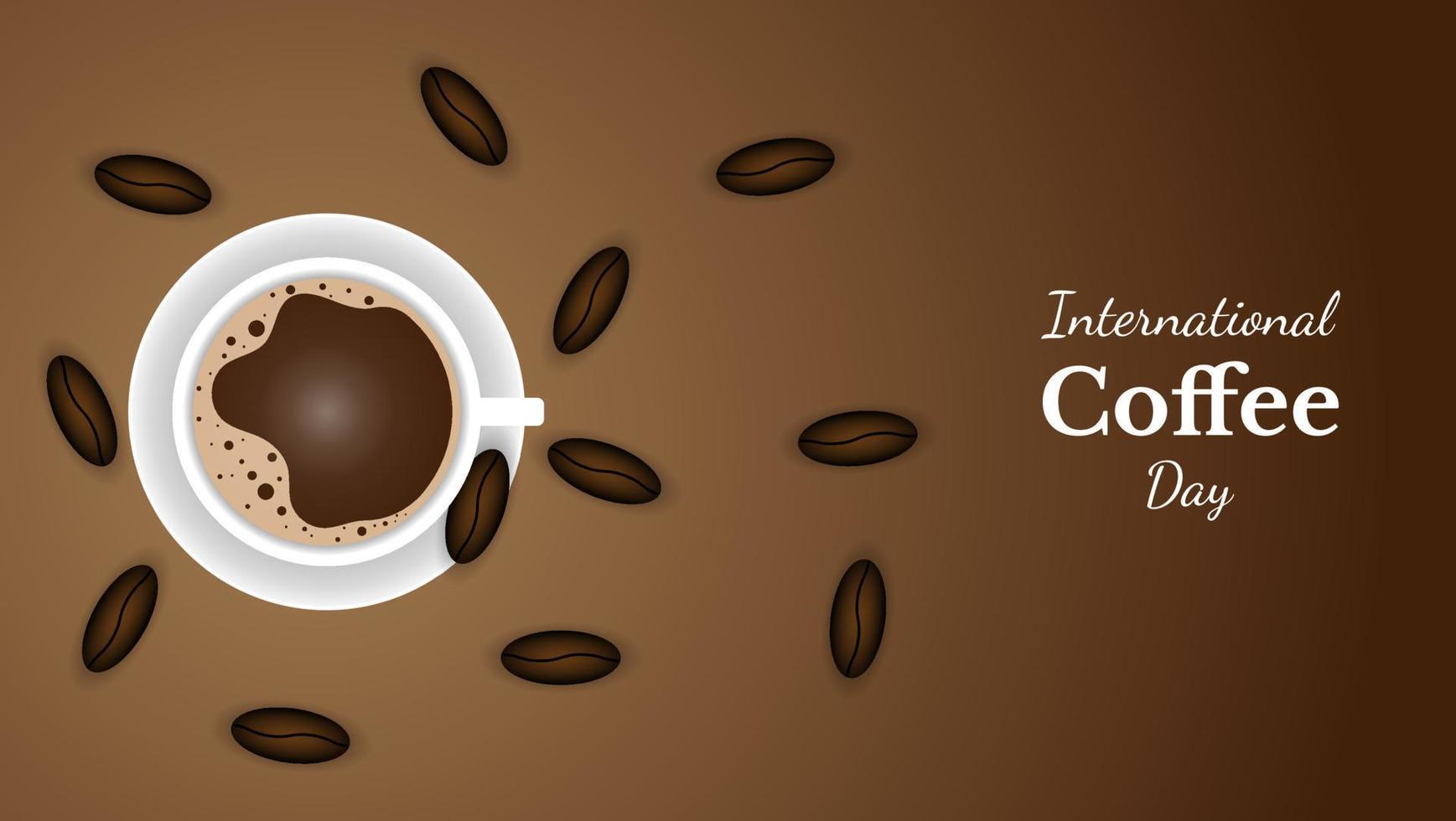 internationale koffiedag bannerontwerp met houten achtergrond. vector illustratie