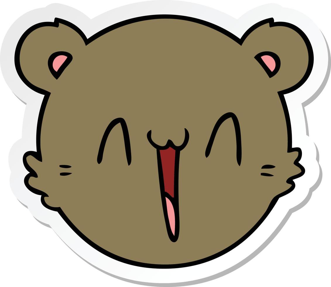 sticker van een schattig cartoon teddybeergezicht vector