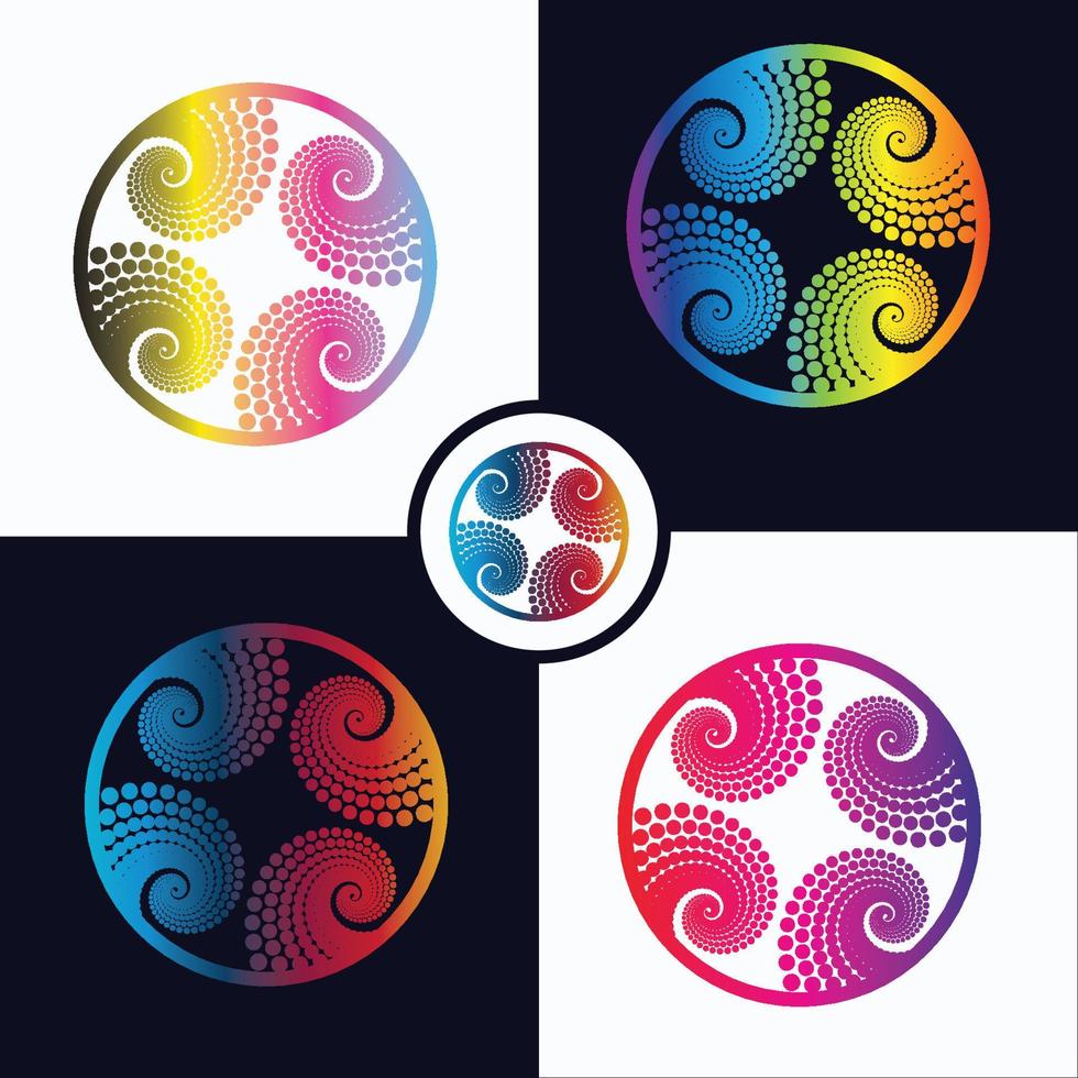 kleurrijke stippen swirl abstracte illustratie, artistieke vrije stijl symbool, ontwerpelement. vector