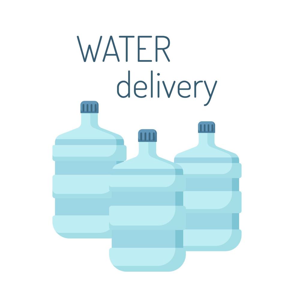 water levering dienstverleningsconcept. grote plastic waterfles containers op witte achtergrond. vector