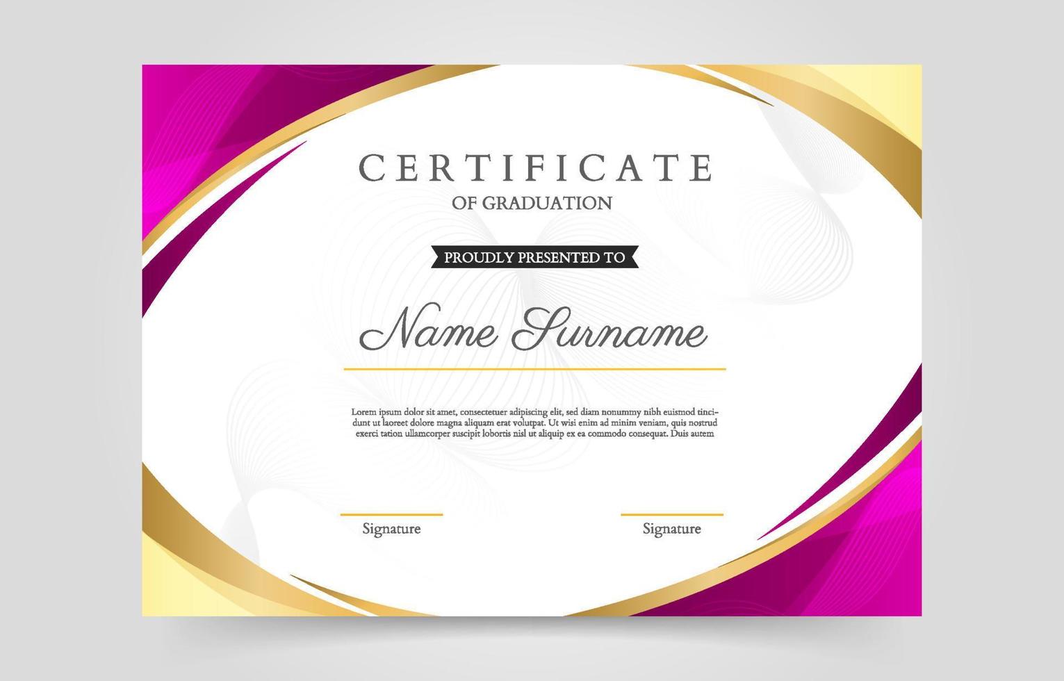 luxe afstuderen certificaatsjabloon vector