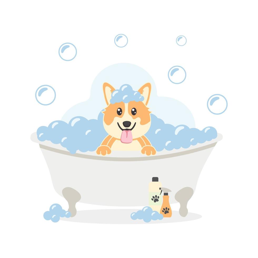 honden bad. poster voor trimsalon. schattig ontwerp. vector