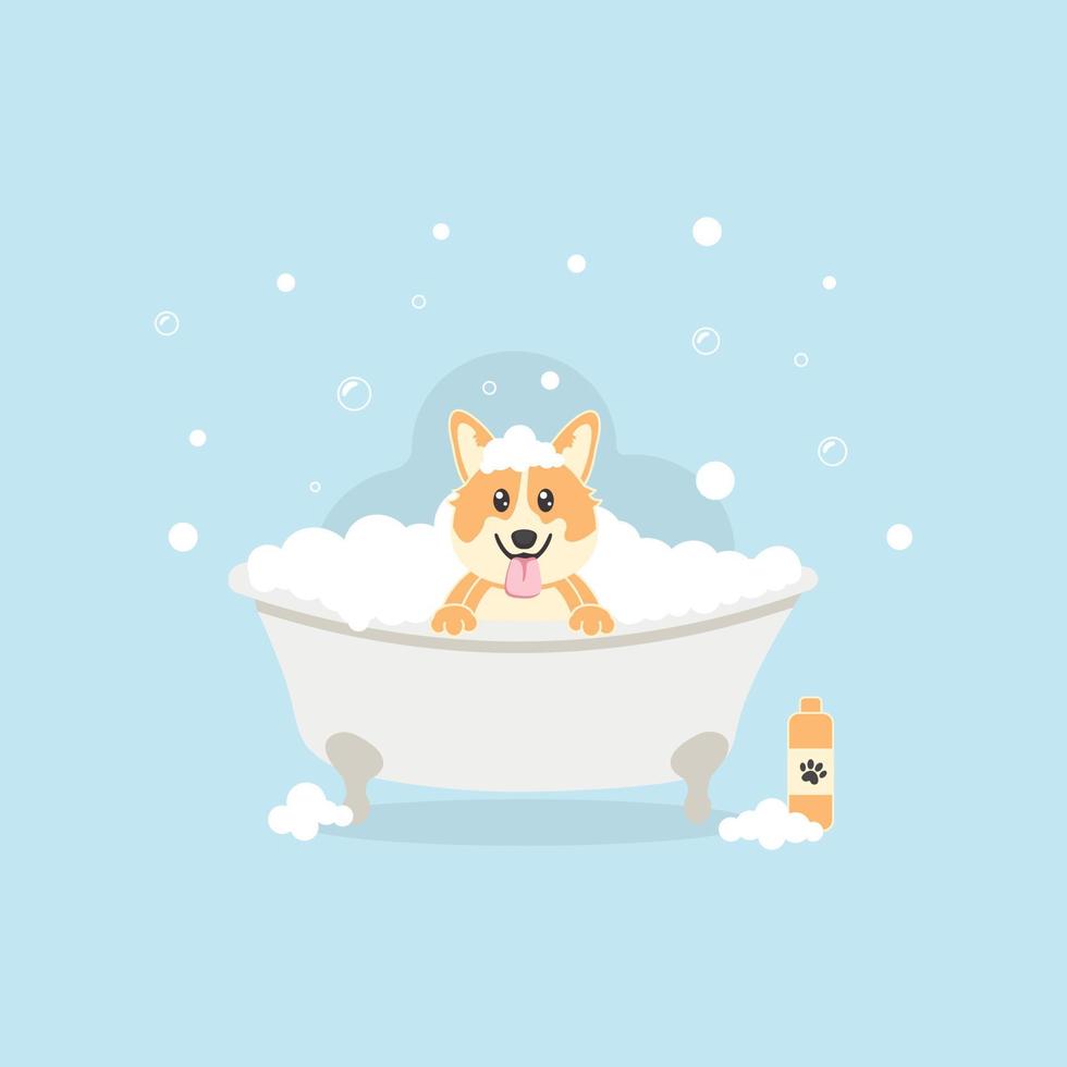 honden bad. poster voor trimsalon. schattig ontwerp. vector