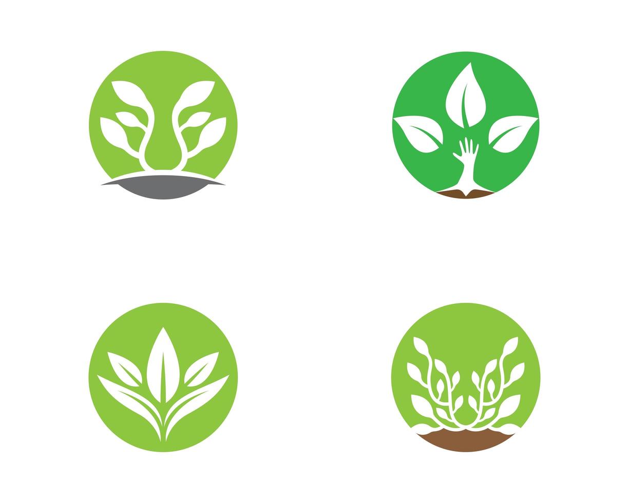 groen en wit eenvoudig rond logo set vector