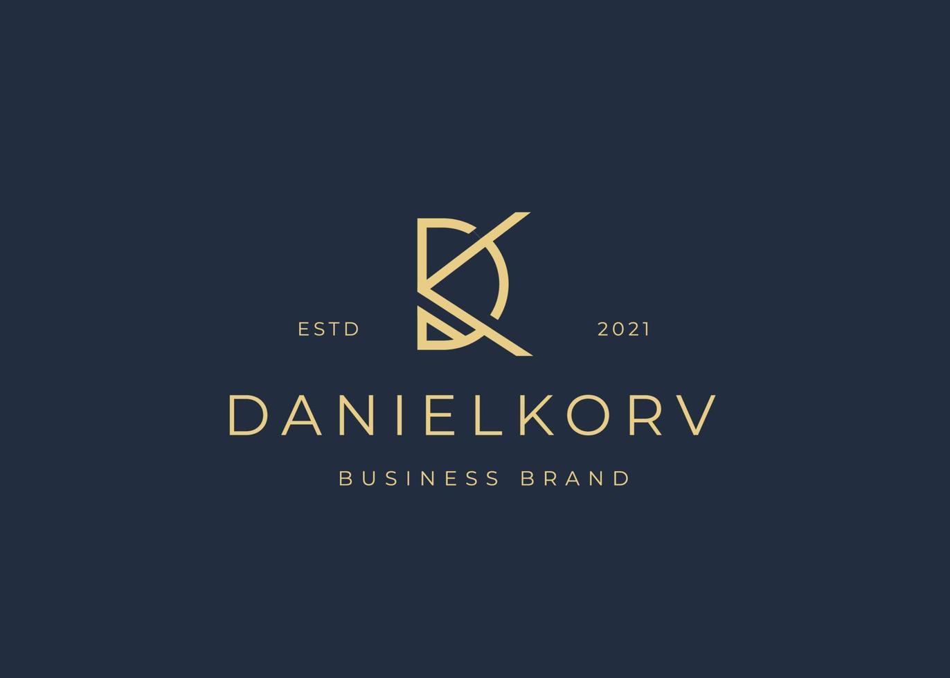 minimalistische eerste dk letter logo ontwerpsjabloon, vintage stijl, vectorillustraties vector