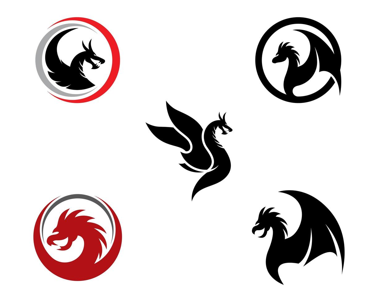 draak hoofd logo set vector