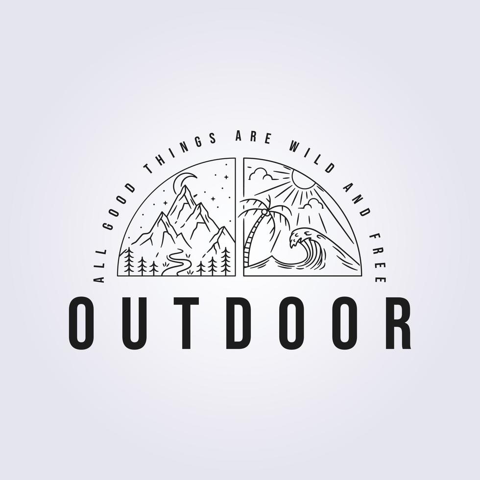 eenvoud outdoor avontuur lijn logo vector illustratie ontwerp