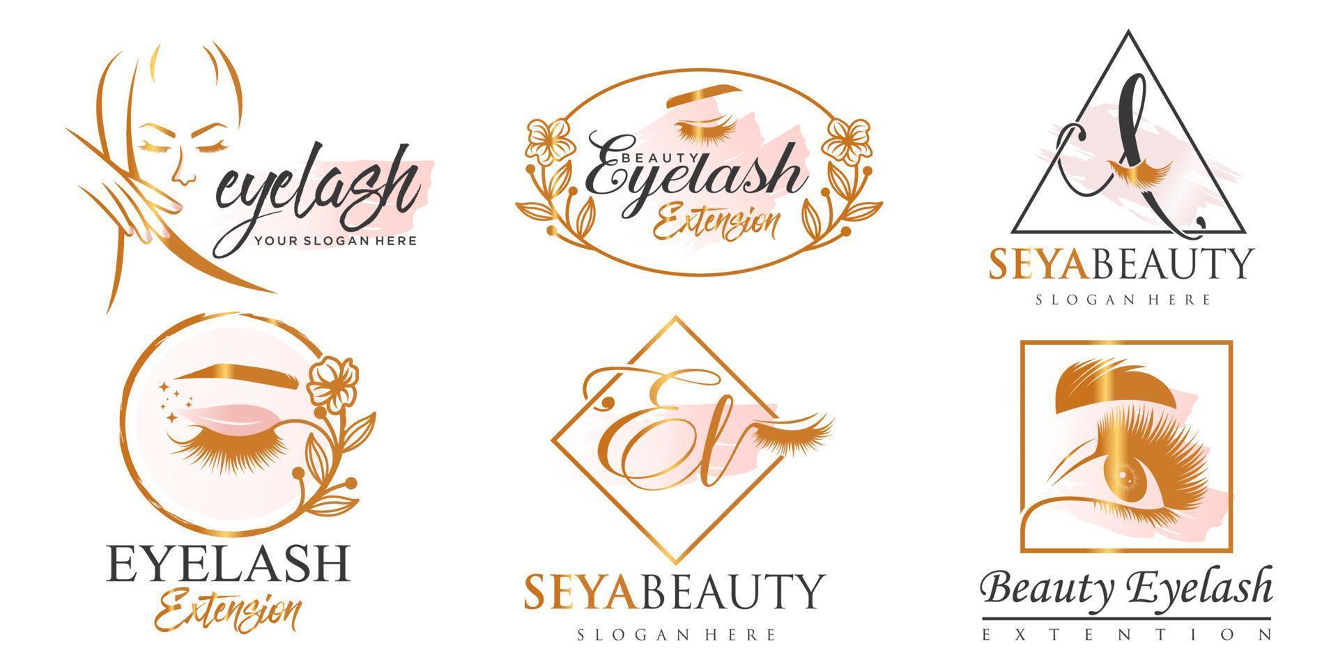 luxe schoonheid wimper icon set logo ontwerp vector