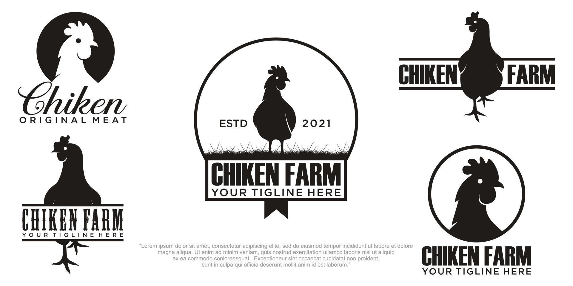 abstracte kippenboerderij logo ontwerpsjabloon vector