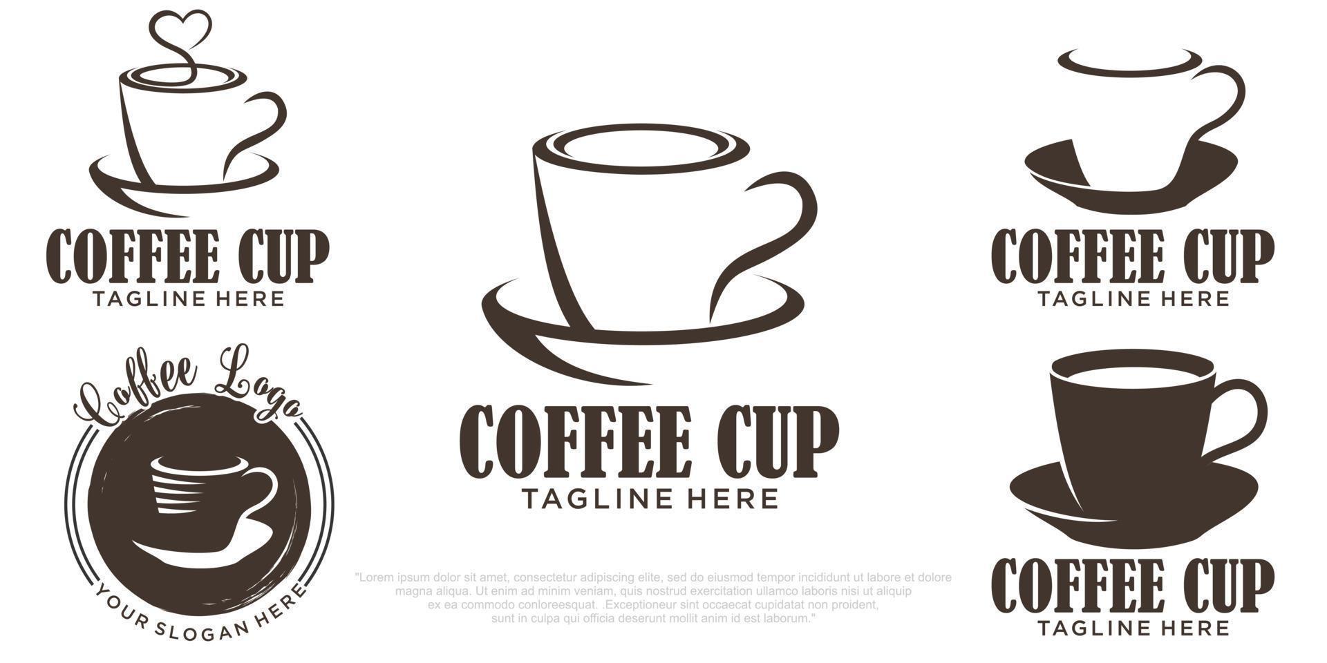 koffiekopje pictogrammenset logo ontwerpsjabloon. vector coffeeshop etiketten.