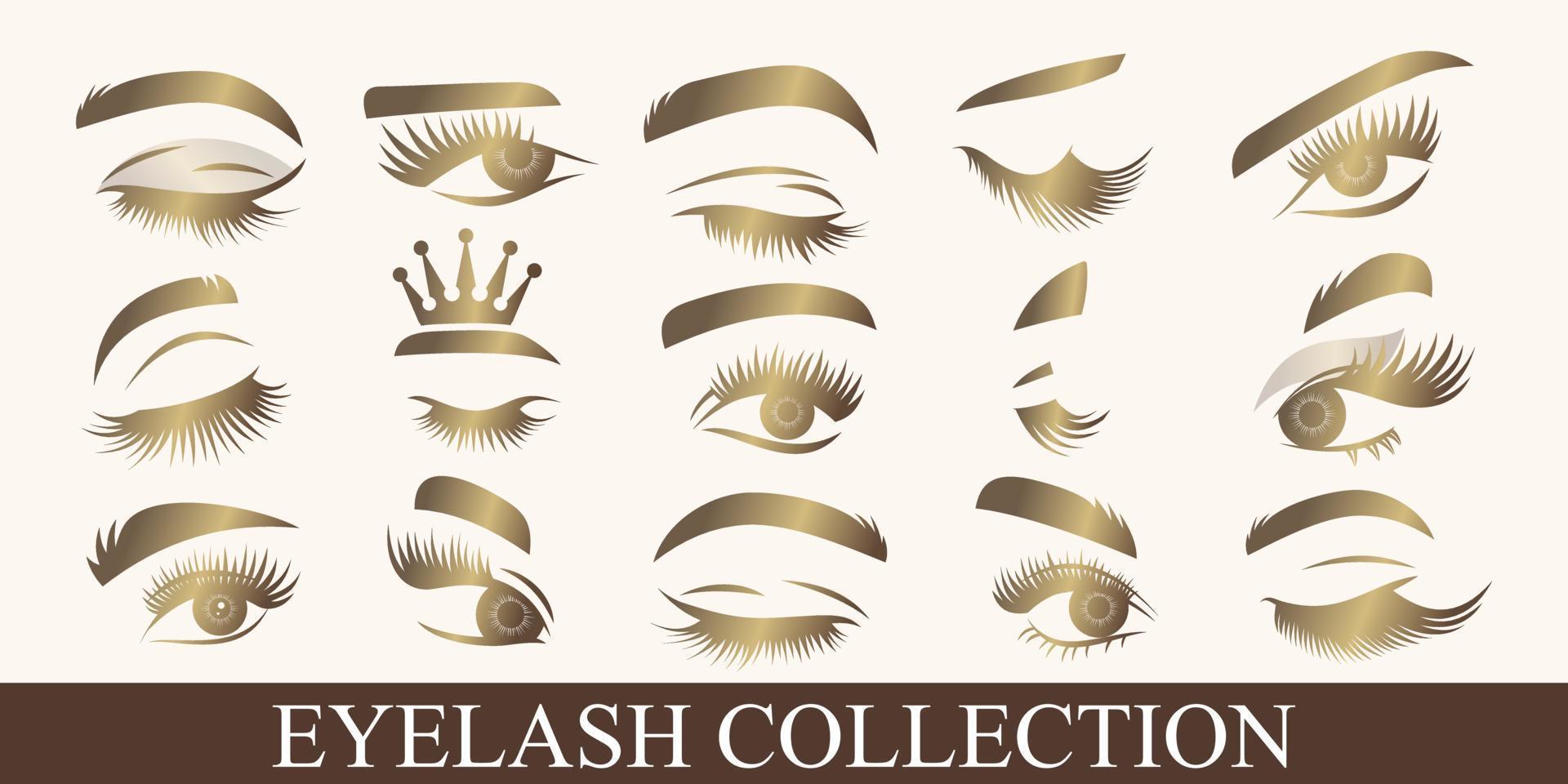 luxe schoonheid wimper icon set logo ontwerp vector