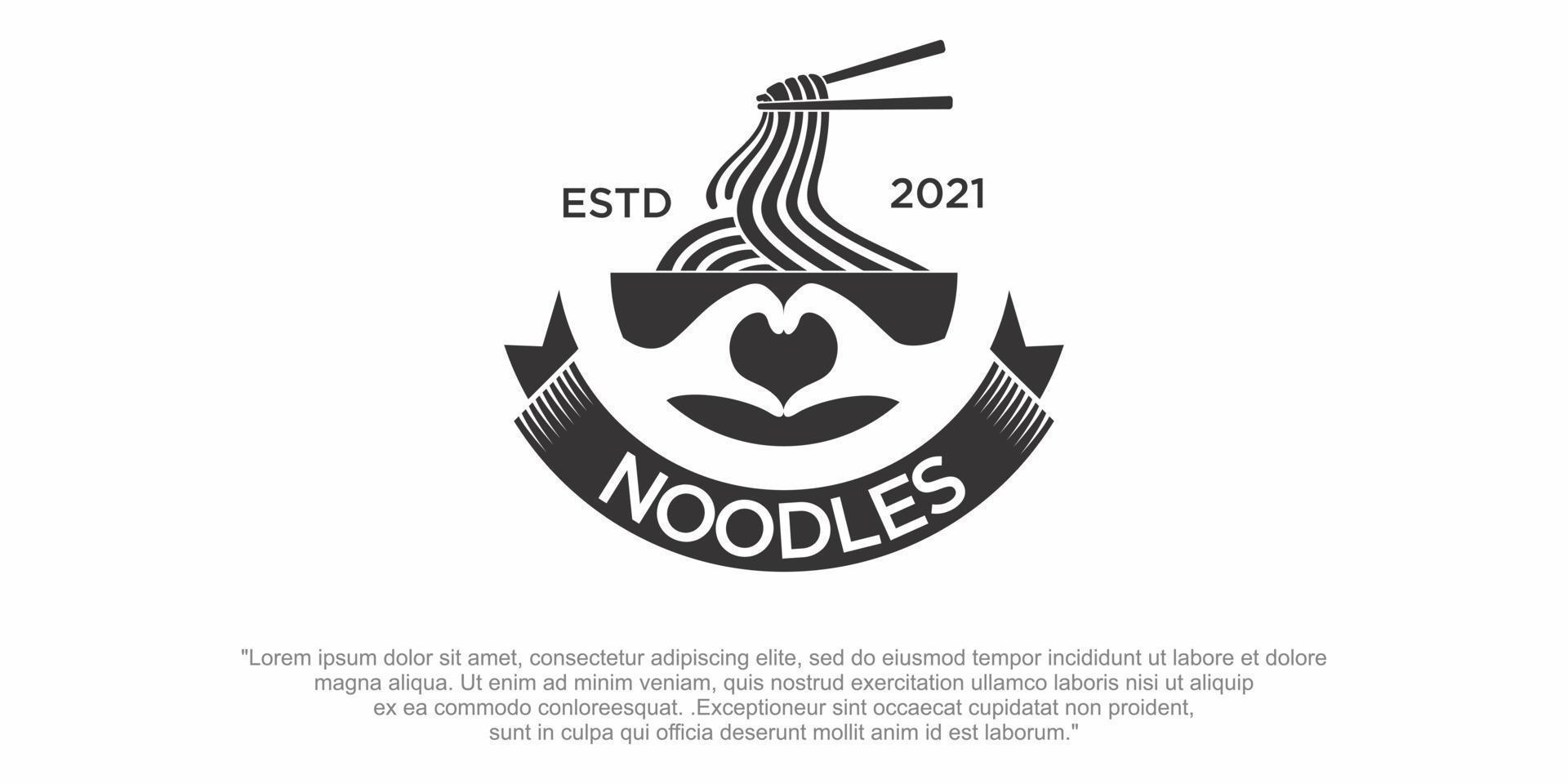 vintage noedel logo ontwerp vector