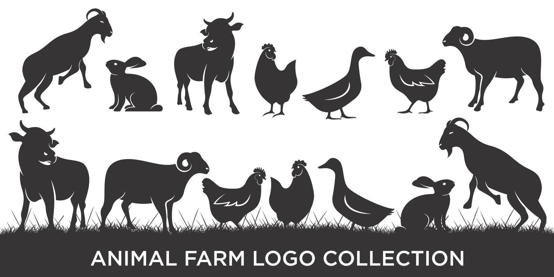 vee boerderij dieren pictogrammenset logo inspiratie, vectorillustratie. vector