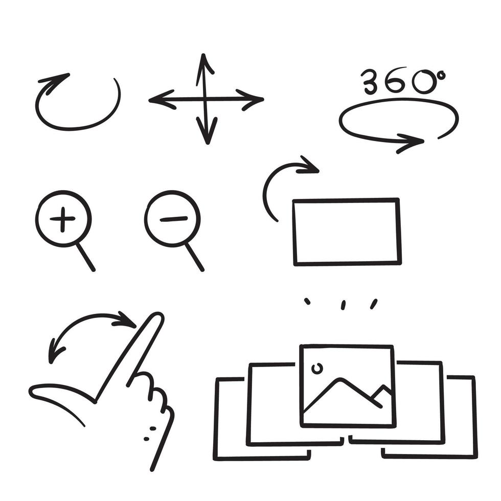 hand getrokken doodle scherm instellingen pictogram gerelateerde illustratie vector
