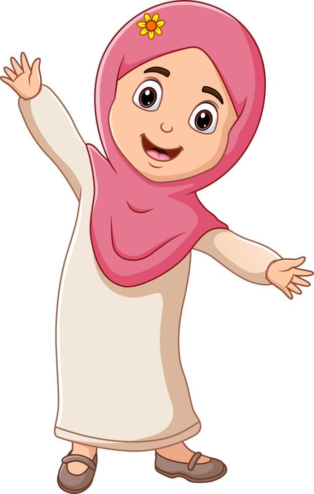 gelukkig islamitisch meisje geïsoleerd op een witte achtergrond vector