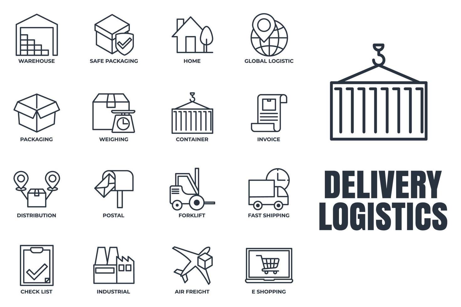 set van levering verzending pictogram logo vectorillustratie. logistiek pakket symboolsjabloon voor grafische en webdesign collectie vector