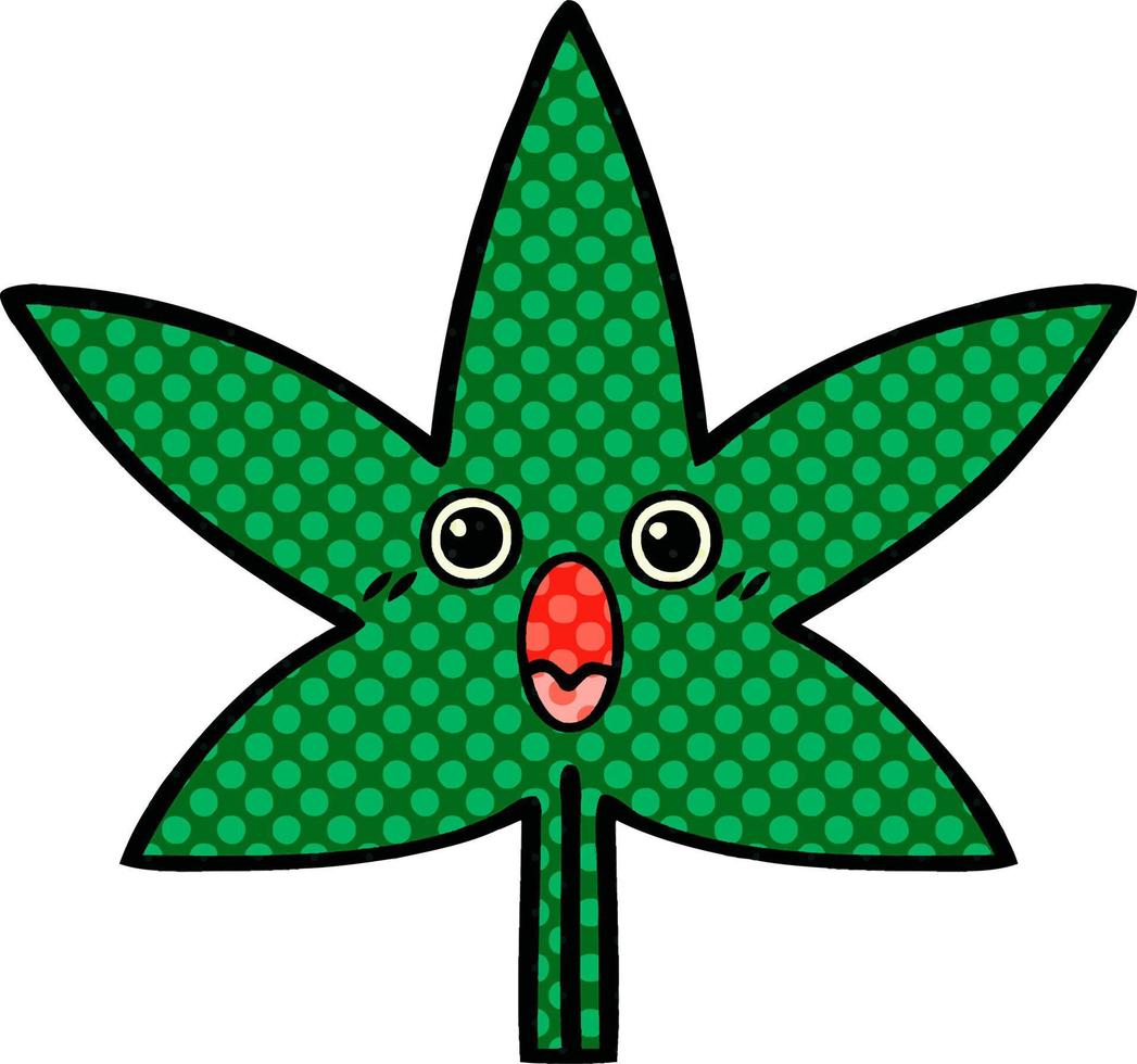 stripboekstijl cartoon marihuanablad vector