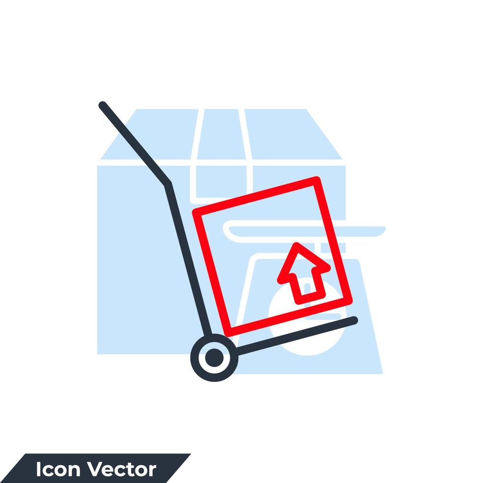 hand trolley pictogram logo vectorillustratie. pakketten levering trolley symbool sjabloon voor grafische en webdesign collectie vector