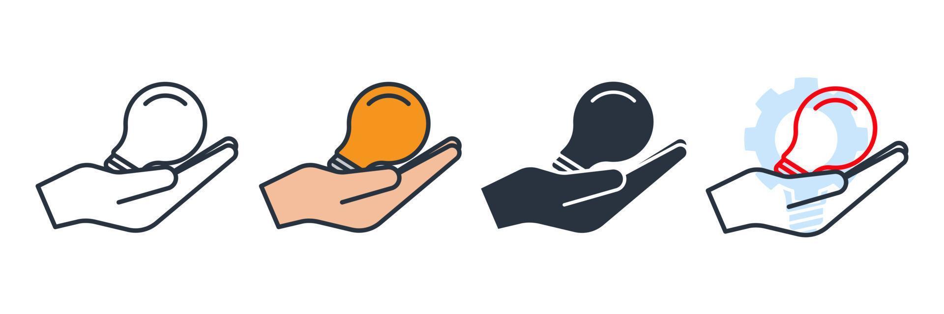 oplossing pictogram logo vectorillustratie. hand en een lampsymboolsjabloon voor grafische en webdesigncollectie vector