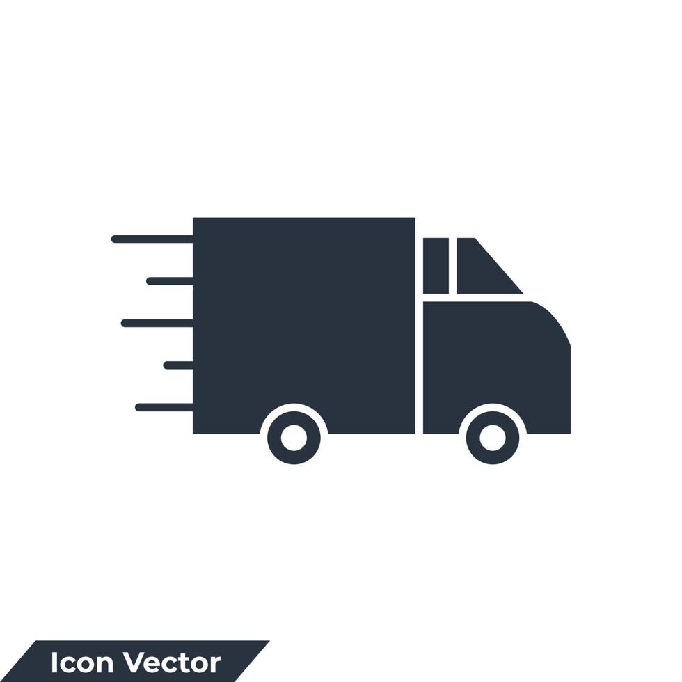 levering vrachtwagen pictogram logo vectorillustratie. snelle verzending bestelwagen symboolsjabloon voor grafische en webdesign collectie vector