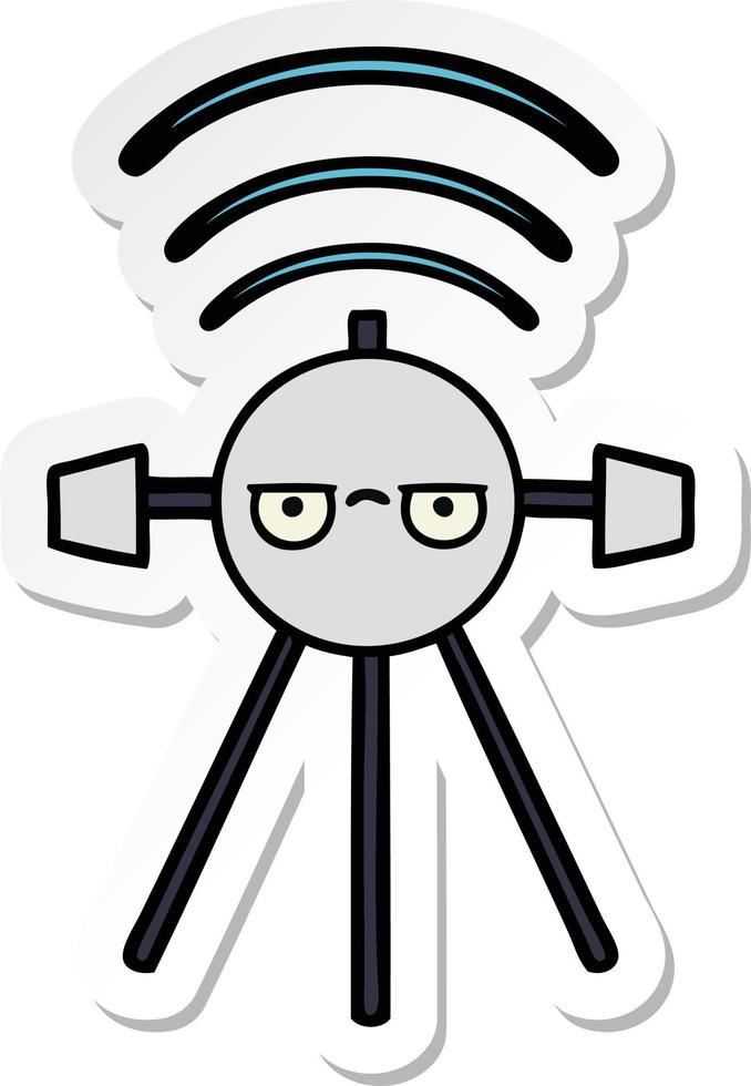 sticker van een schattige cartoonsatelliet vector