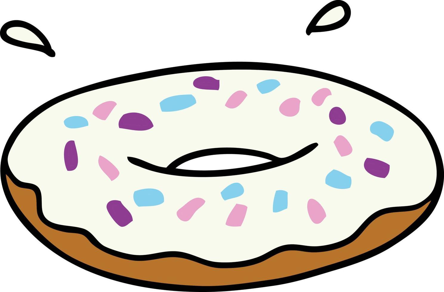 cartoon doodle van een ijskoude ring donut vector