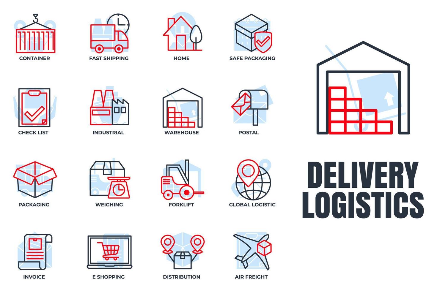 set van levering verzending pictogram logo vectorillustratie. logistiek pakket symboolsjabloon voor grafische en webdesign collectie vector