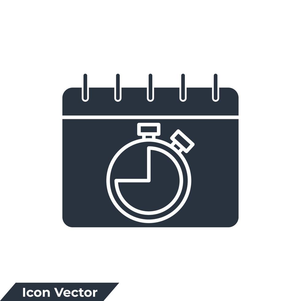 deadline pictogram logo vectorillustratie. kalender met stopwatch-symboolsjabloon voor grafische en webdesigncollectie vector