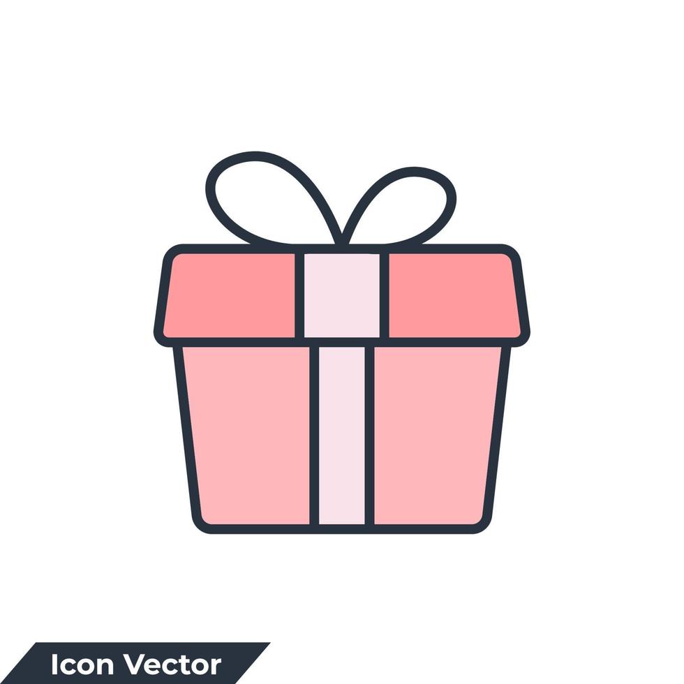 geschenk doos pictogram logo vectorillustratie. cadeausymboolsjabloon voor grafische en webdesigncollectie vector