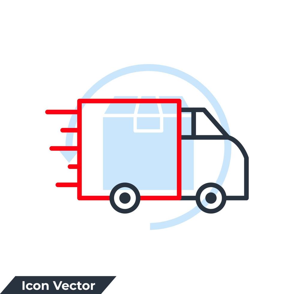 levering vrachtwagen pictogram logo vectorillustratie. snelle verzending bestelwagen symboolsjabloon voor grafische en webdesign collectie vector