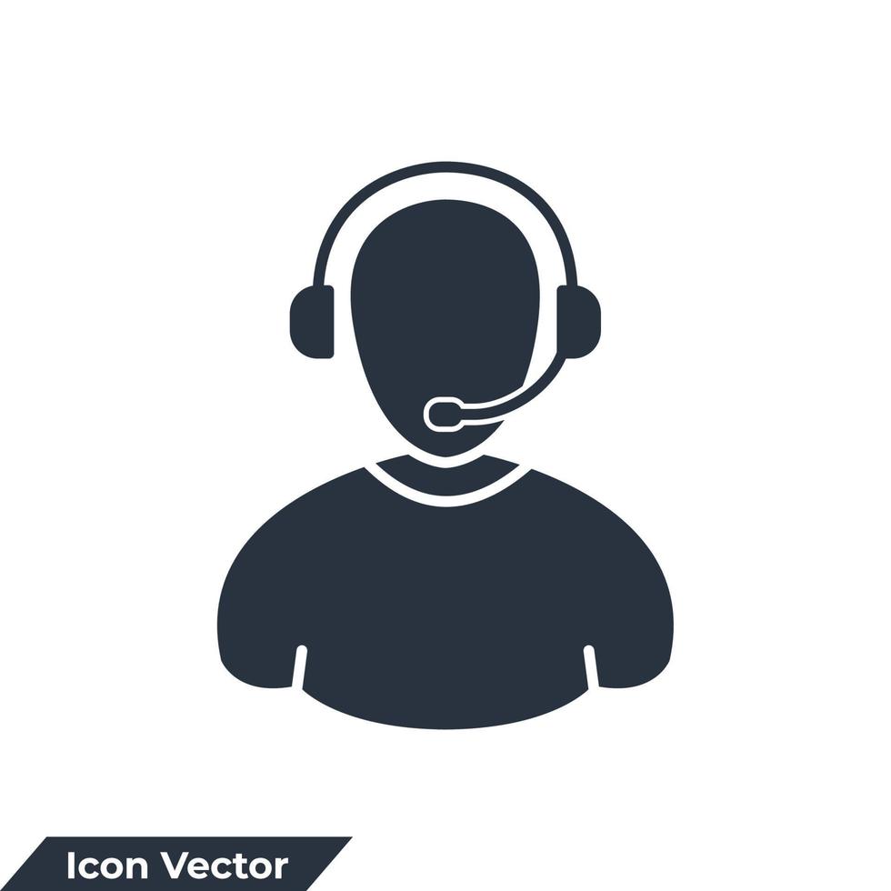 klantenservice agent met hoofdtelefoon pictogram logo vectorillustratie. klantenondersteuning symboolsjabloon voor grafische en webdesign collectie vector