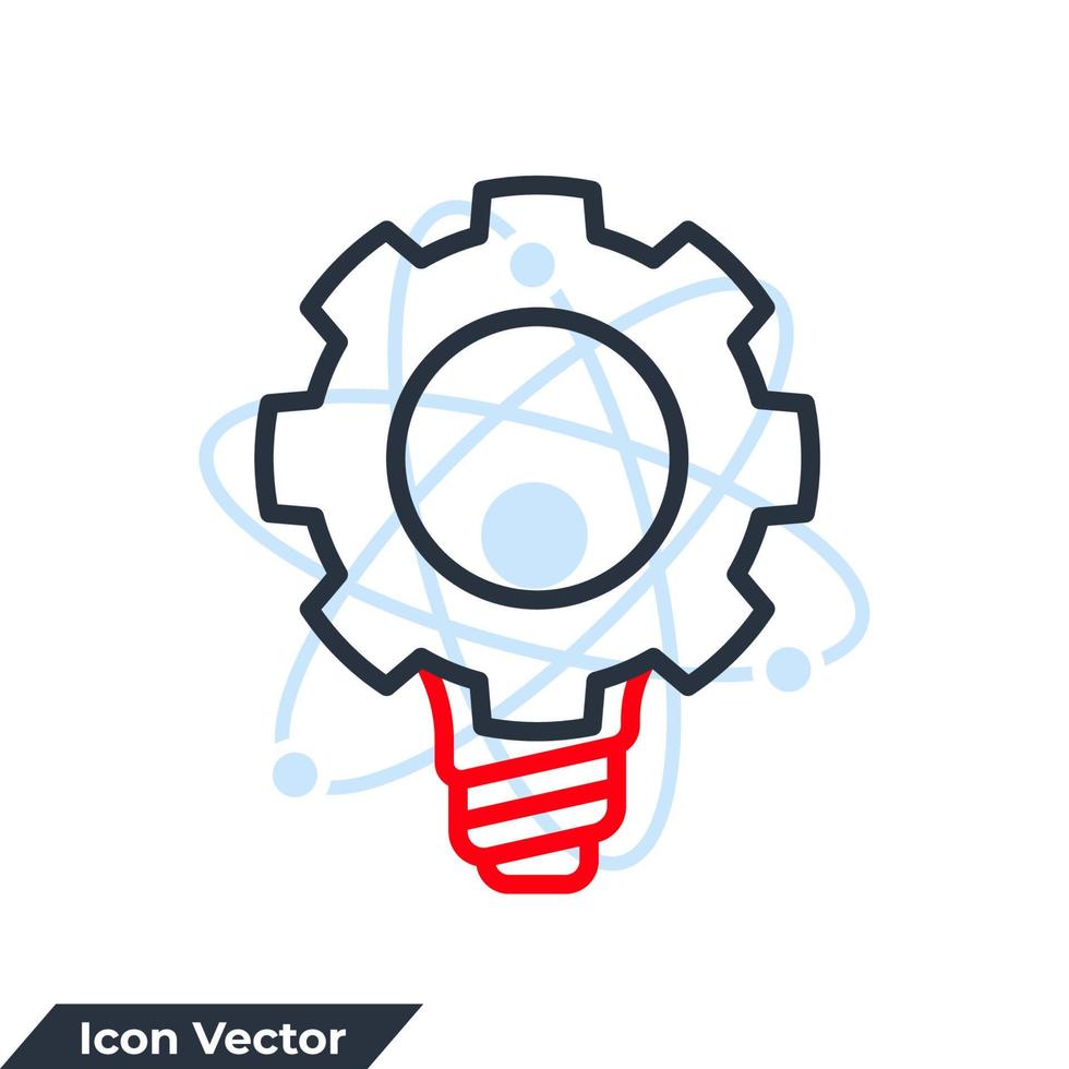 versnelling lamp pictogram logo vectorillustratie. kennisinnovatie symboolsjabloon voor grafische en webdesigncollectie vector