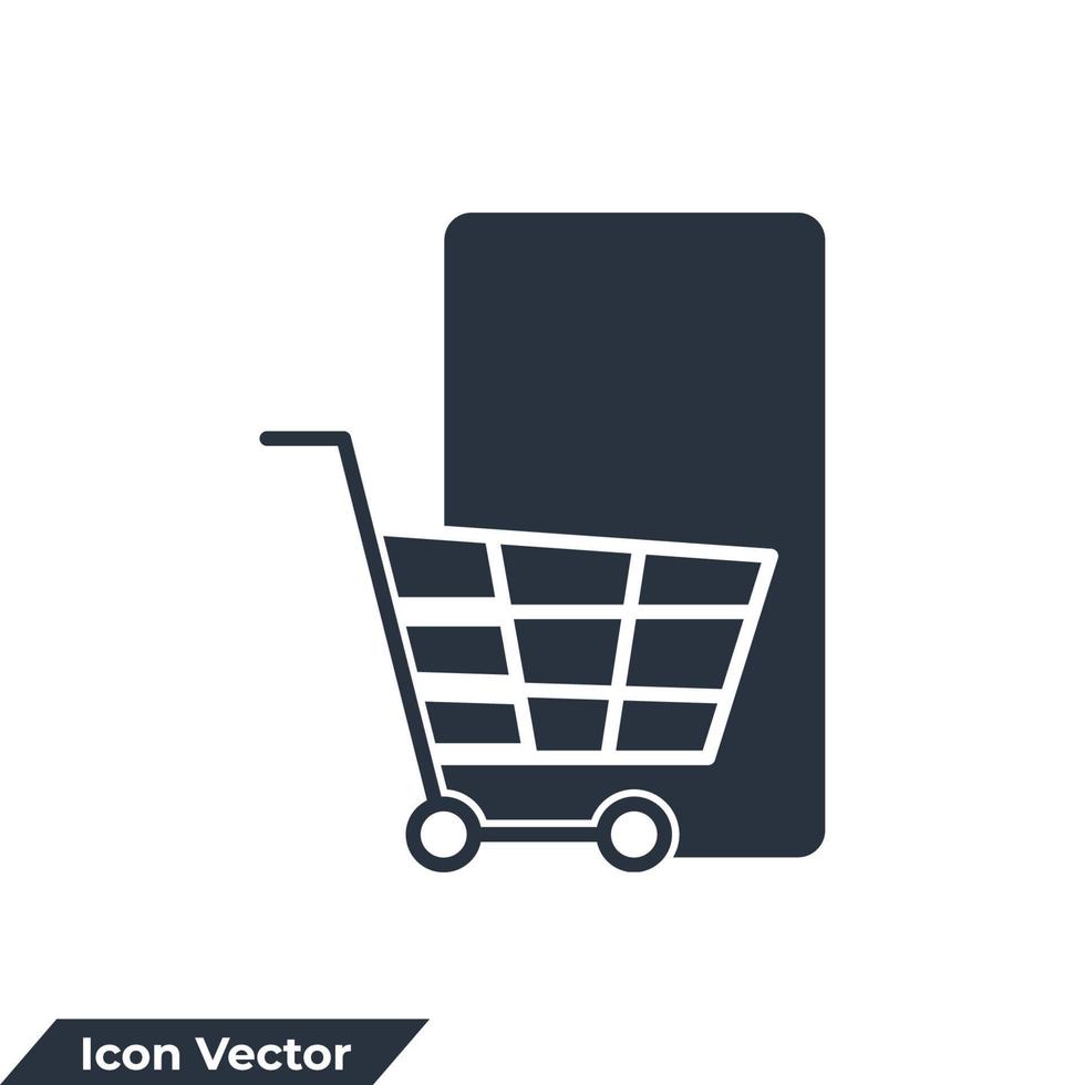 e-commerce pictogram logo vectorillustratie. winkelwagentje en smartphone symboolsjabloon voor grafische en webdesign collectie vector