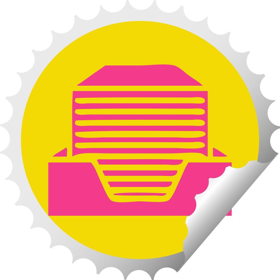 circulaire peeling sticker cartoon stapel kantoorpapieren vector