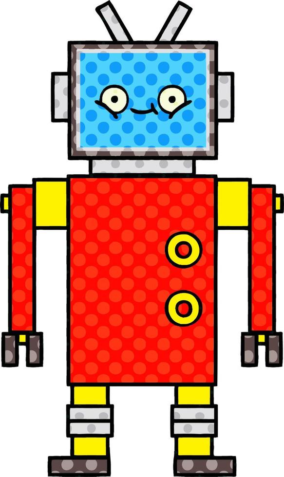 cartoon robot in stripboekstijl vector