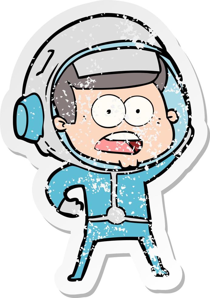 verontruste sticker van een cartoon verraste astronaut vector