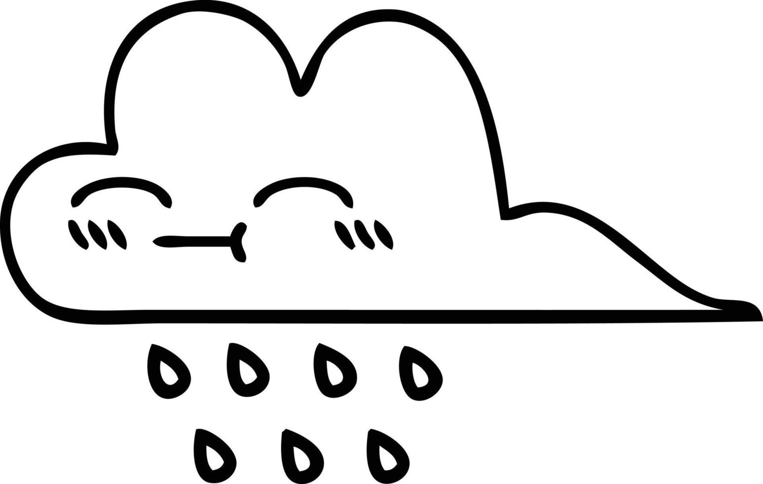 lijntekening cartoon storm regen wolk vector