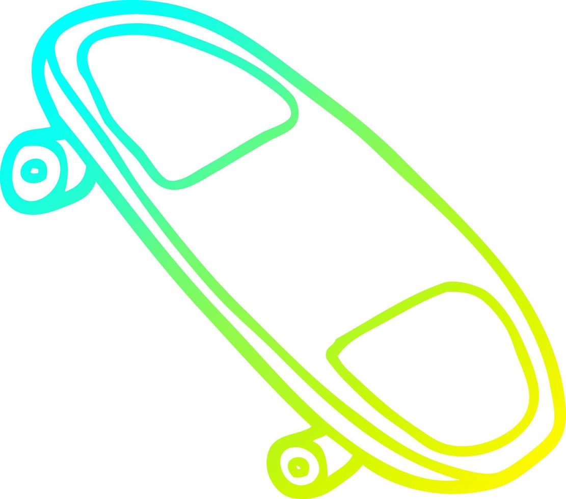 koude gradiënt lijntekening cartoon skateboard vector