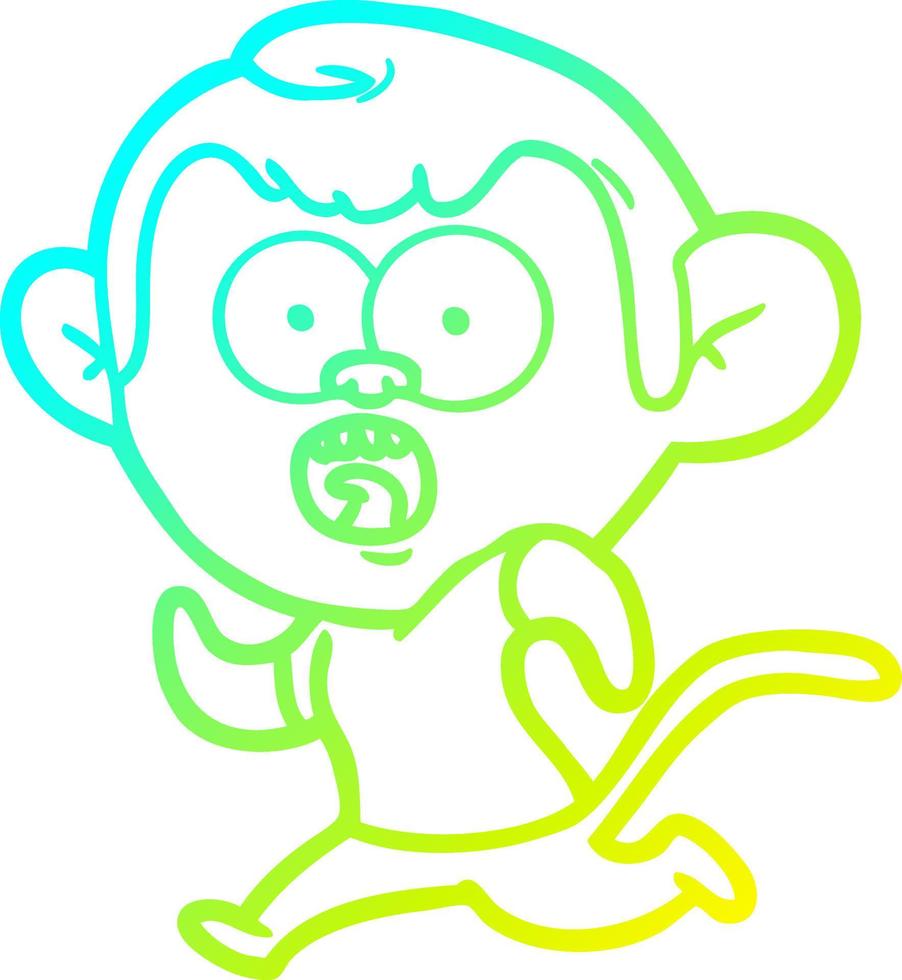 koude gradiënt lijntekening cartoon rennende aap vector