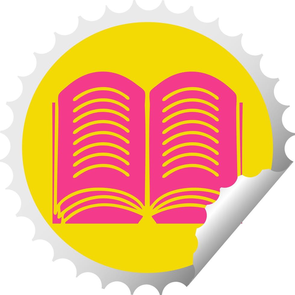 circulaire peeling sticker cartoon open boek vector