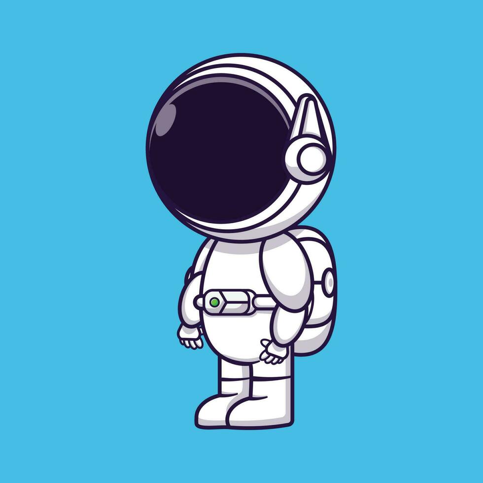 leuke cartoonastronaut die zich van kant bevindt. professioneel begrip. eenvoudig premium ontwerp vector