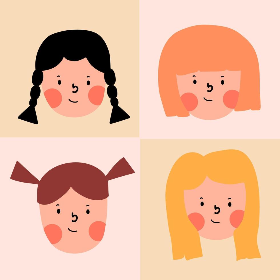 leuke cartoon meisje emoties vector