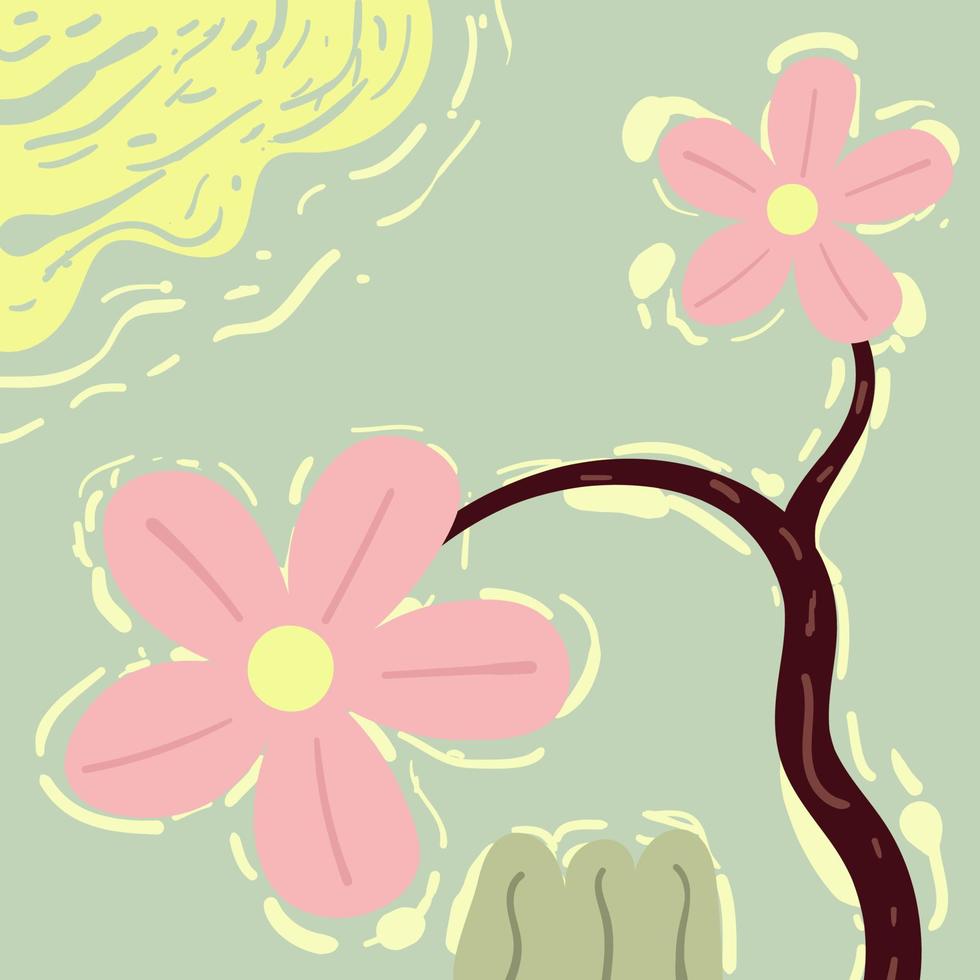 hand getrokken natuur bloem achtergrond. zomer illustratie vector