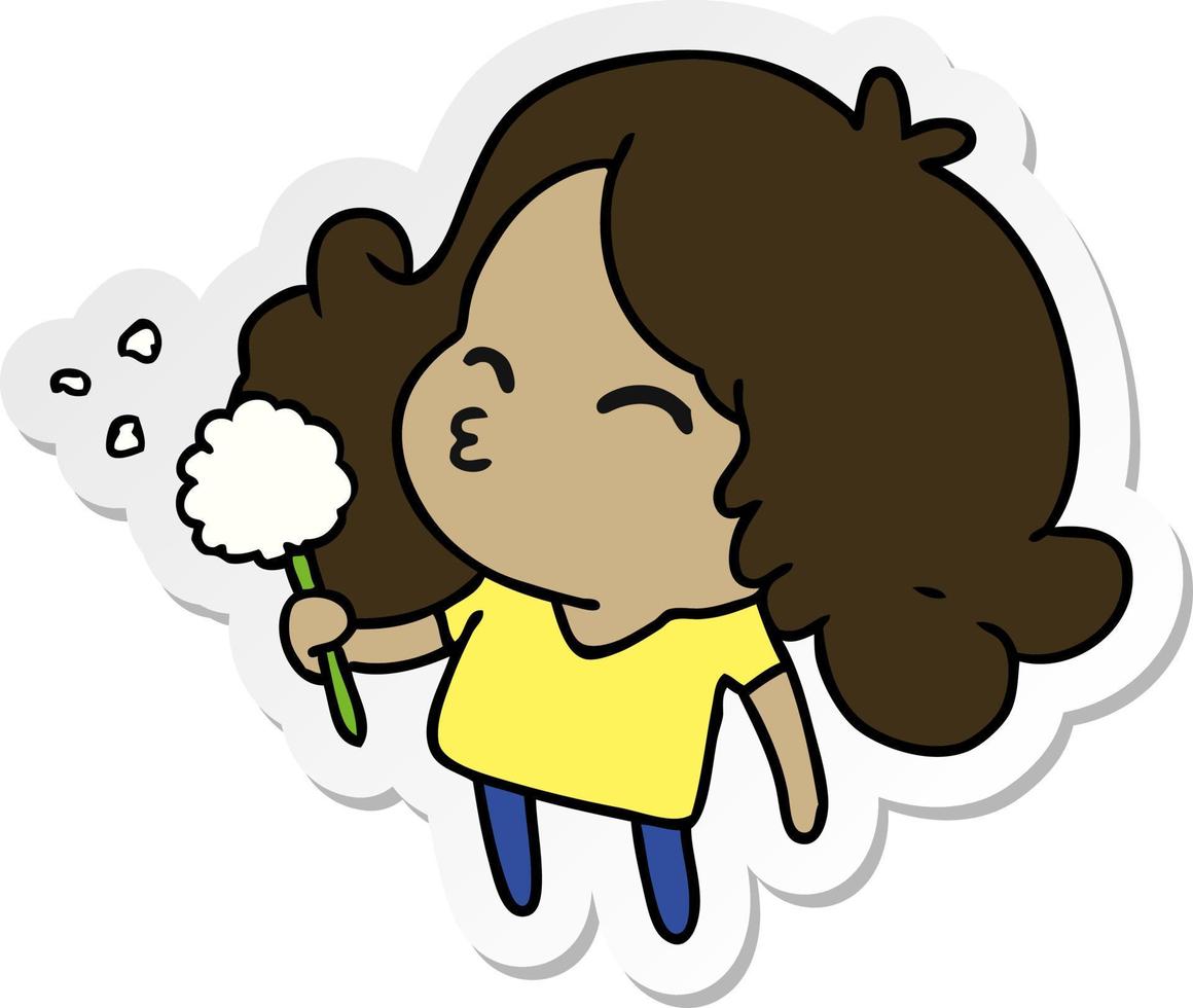 sticker cartoon van schattig kawaii meisje vector