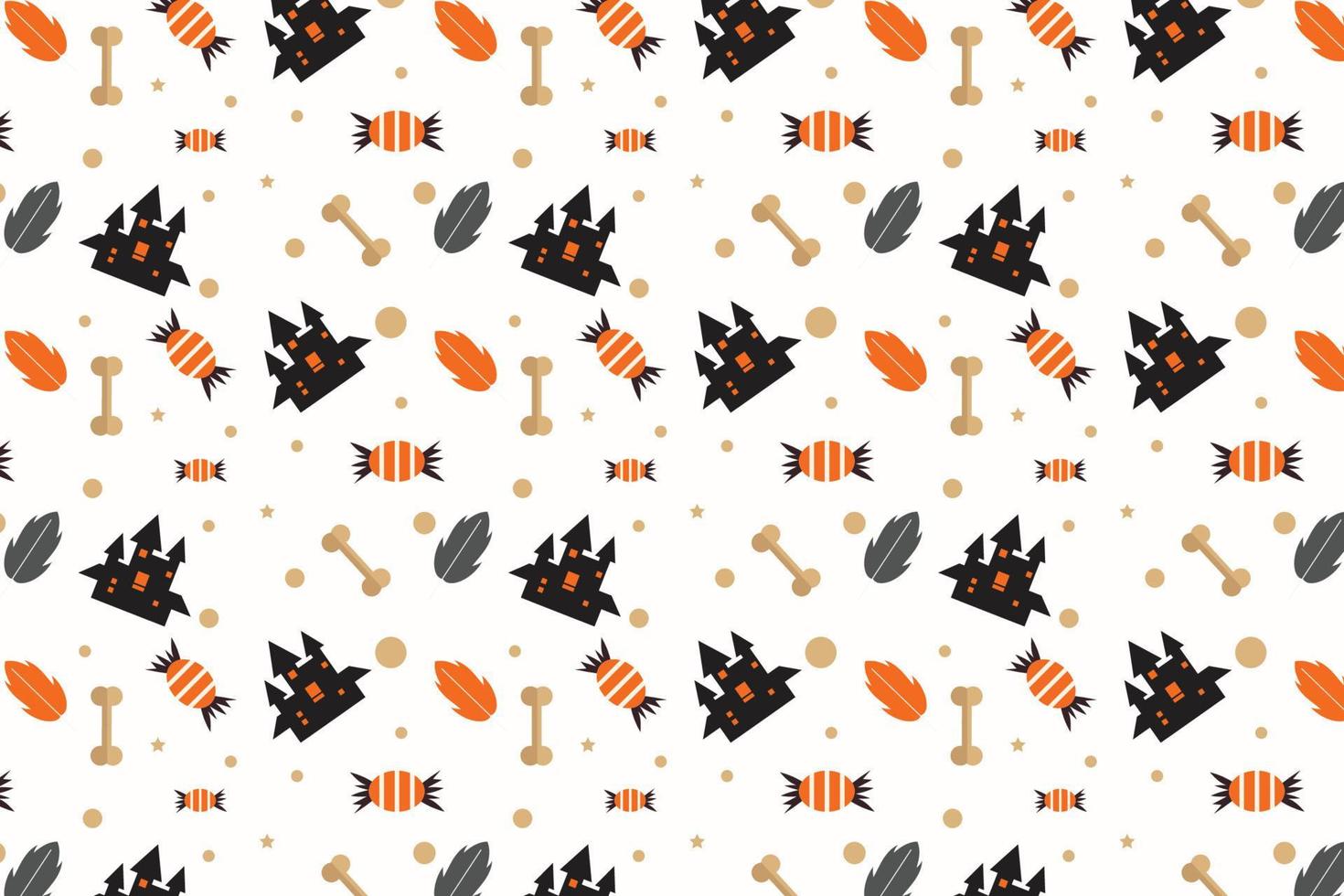 Halloween abstract patroonontwerp met botten en spookhuizen. Halloween naadloze patroondecoratie op een witte achtergrond. eindeloze patroonvector voor boekomslagen, achtergronden en lakens. vector