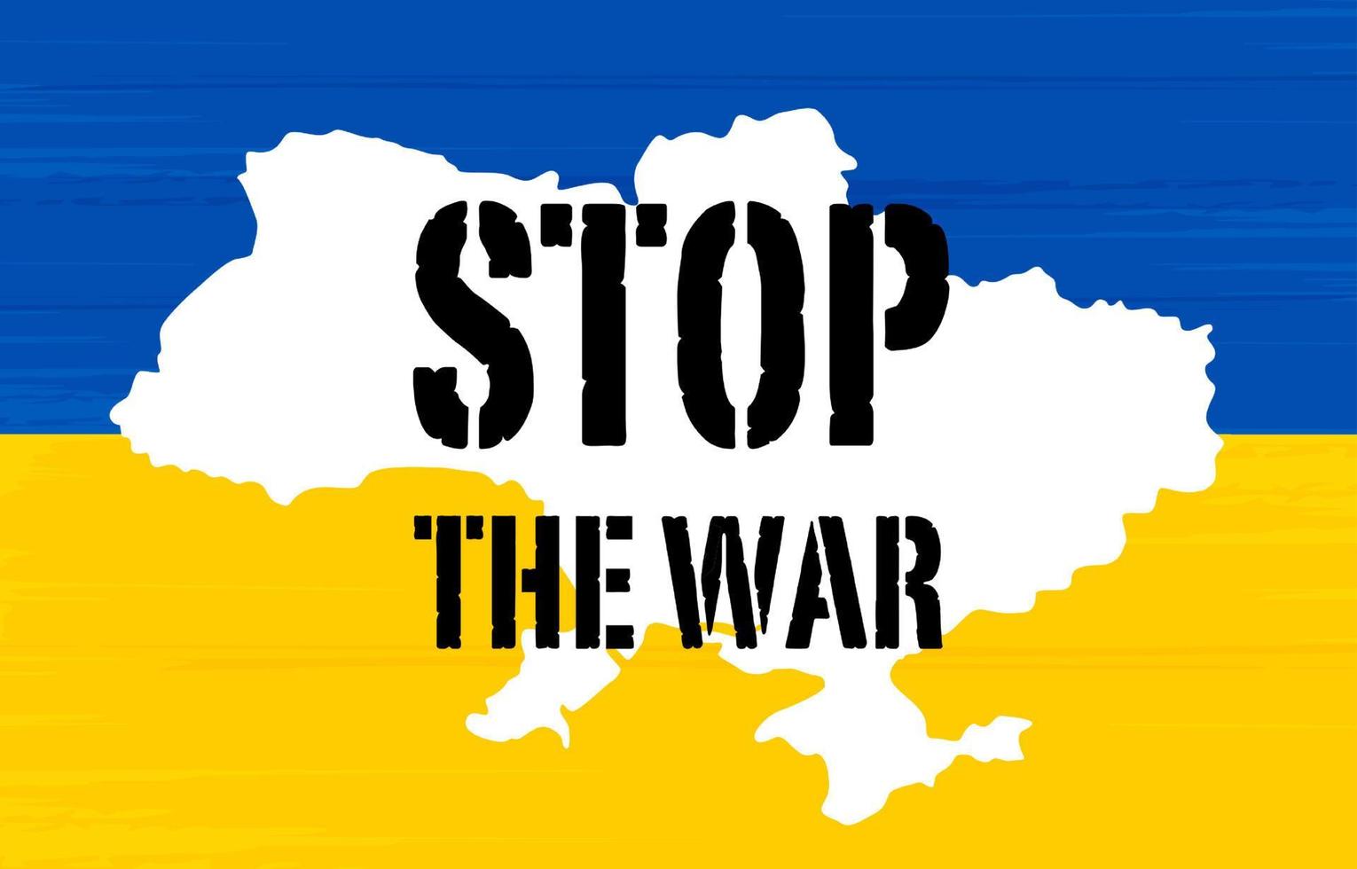stop de oorlog met de platte kaart van oekraïne op witte achtergrond, red oekraïne uit rusland. vector ontwerp