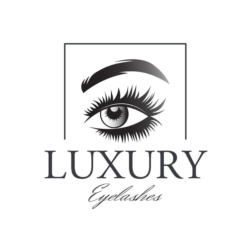 luxe schoonheid wimper extensie logo vector sjabloon. wimper make-up, vectorillustratie in moderne stijl