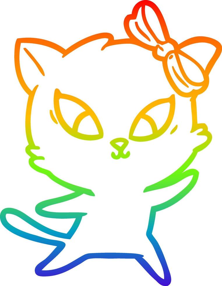 regenbooggradiënt lijntekening cartoon kat vector