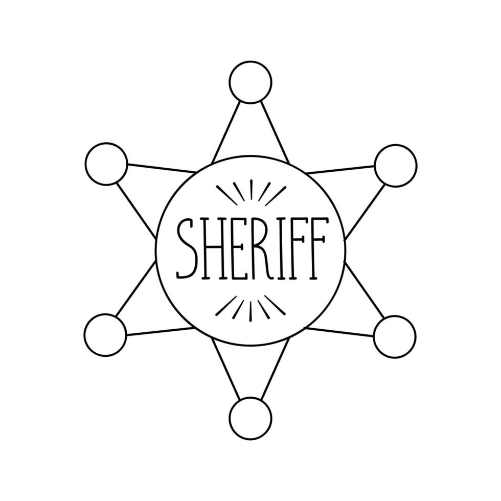 lijn sheriff kentekenpictogram geïsoleerd op een witte achtergrond. schets vectorillustratie vector