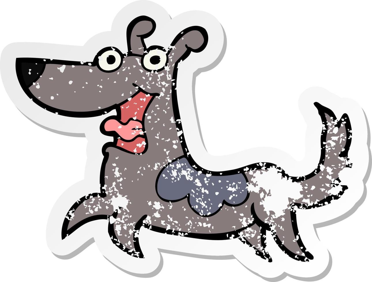 verontruste sticker van een cartoon van een gelukkige hond vector